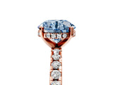 Rose gold Fancy Blue Round Cut Diamond Solitaire Ring with Round  Pavé Band and Four-Prong Setting_41