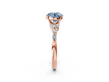 Rose gold Fancy Blue Round Cut Diamond Solitaire Ring with Side Stones and Four-Prong Setting_52
