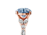 Rose gold Fancy Blue Round Cut Diamond Solitaire Ring with Side Stones and Four-Prong Setting_55