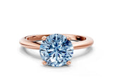 Rose gold Fancy Blue Round Cut Diamond Solitaire Ring with Six-Prong Setting and Classic Band_243
