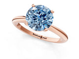 Rose gold Fancy Blue Round Cut Diamond Solitaire Ring with Six-Prong Setting and Classic Band_244