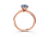 Rose gold Fancy Blue Round Cut Diamond Solitaire Ring with Six-Prong Setting and Classic Band_246
