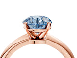Rose gold Fancy Blue Round Cut Diamond Solitaire Ring with Six-Prong Setting and Classic Band_247