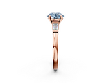 Rose gold Fancy Blue Round  Cut Diamond Solitaire Ring with Tapered Baguette Accents and Four-Prong Setting_78