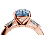 Rose gold Fancy Blue Round  Cut Diamond Solitaire Ring with Tapered Baguette Accents and Four-Prong Setting_80