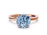 Rose gold Fancy Blue Round Cut Diamond Solitaire Ring with Thin Band and Prong Setting_12