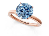 Rose gold Fancy Blue Round Cut Diamond Solitaire Ring with Thin Band and Prong Setting_13