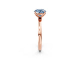Rose gold Fancy Blue Round Cut Diamond Solitaire Ring with Thin Band and Prong Setting_14