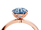 Rose gold Fancy Blue Round Cut Diamond Solitaire Ring with Thin Band and Prong Setting_16