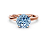 Rose gold Fancy Blue Round Cut Diamond Solitaire Ring with Thin Band and Prong Setting_24