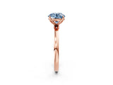Rose gold Fancy Blue Round Cut Diamond Solitaire Ring with Thin Band and Prong Setting_26