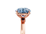 Rose gold Fancy Blue Round Cut Diamond Solitaire Ring with Thin Band and Prong Setting_29