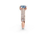 Rose gold Fancy Blue Round Cut Diamond Solitaire Ring with Three-Row Pavé Band and Four-Prong Setting_39