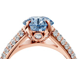 Rose gold Fancy Blue Round Cut Diamond Solitaire Ring with Three-Row Pavé Band and Four-Prong Setting_41