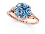 Rose gold Fancy Blue Round Cut Diamond Solitaire Ring with Twist Band and Four-Prong Setting_111
