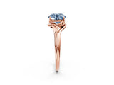 Rose gold Fancy Blue Round Cut Diamond Solitaire Ring with Twist Band and Four-Prong Setting_112