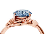 Rose gold Fancy Blue Round Cut Diamond Solitaire Ring with Twist Band and Four-Prong Setting_114