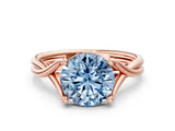 Rose gold Fancy Blue Round Cut Diamond Solitaire Twist Band Prong Setting Ring_67