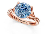 Rose gold Fancy Blue Round Cut Diamond Solitaire Twist Band Prong Setting Ring_68
