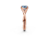 Rose gold Fancy Blue Round Cut Diamond Solitaire Twist Band Prong Setting Ring_69