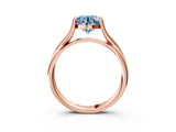 Rose gold Fancy Blue Round Cut Diamond Solitaire Twist Band Prong Setting Ring_70