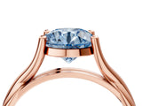Rose gold Fancy Blue Round Cut Diamond Solitaire Twist Band Prong Setting Ring_71