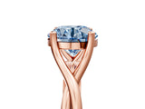 Rose gold Fancy Blue Round Cut Diamond Solitaire Twist Band Prong Setting Ring_72
