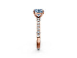 Rose gold Fancy Blue Round  Cut Diamond Solitaire with Pave Band and Four-Prong Setting 3