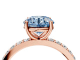 Rose gold Fancy Blue Round  Cut Diamond Solitaire with Pave Band and Four-Prong Setting 5