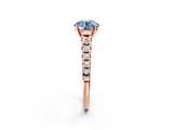 Rose gold Fancy Blue Round  Cut Diamond Solitaire with Pave Band and Four-Prong Setting_107