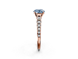 Rose gold Fancy Blue Round  Cut Diamond Solitaire with Pave Band and Four-Prong Setting_108