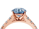 Rose gold Fancy Blue Round  Cut Diamond Solitaire with Pave Band and Four-Prong Setting_110