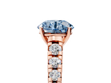 Rose gold Fancy Blue Round  Cut Diamond Solitaire with Pave Band and Four-Prong Setting_111