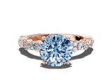Rose gold Fancy Blue Round Cut Diamond Solitaire with Side Stones, Pave Band, Four-Prong Setting_71