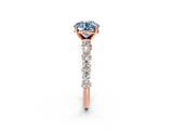 Rose gold Fancy Blue Round Cut Diamond Solitaire with Side Stones, Pave Band, Four-Prong Setting_73