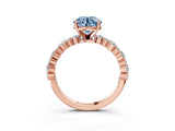 Rose gold Fancy Blue Round Cut Diamond Solitaire with Side Stones, Pave Band, Four-Prong Setting_74