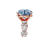 Rose gold Fancy Blue Round Cut Diamond Solitaire with Side Stones, Pave Band, Four-Prong Setting_76