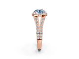 Rose gold Fancy Blue Round Cut Diamond Split Shank Halo Ring with Four-Prong Setting_60