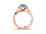 Rose gold Fancy Blue Round Cut Diamond Split Shank Halo Ring with Four-Prong Setting_61