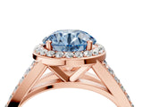 Rose gold Fancy Blue Round Cut Diamond Split Shank Halo Ring with Four-Prong Setting_62