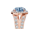 Rose gold Fancy Blue Round Cut Diamond Split Shank Halo Ring with Four-Prong Setting_63