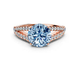 Rose gold Fancy Blue Round Cut Diamond Split Shank Pavé Engagement Ring with Four-Prong Setting_77