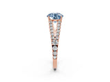 Rose gold Fancy Blue Round Cut Diamond Split Shank Pavé Engagement Ring with Four-Prong Setting_79