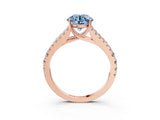 Rose gold Fancy Blue Round Cut Diamond Split Shank Pavé Engagement Ring with Four-Prong Setting_80