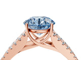 Rose gold Fancy Blue Round Cut Diamond Split Shank Pavé Engagement Ring with Four-Prong Setting_81