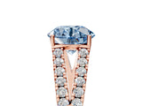 Rose gold Fancy Blue Round Cut Diamond Split Shank Pavé Engagement Ring with Four-Prong Setting_82