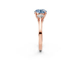 Rose gold Fancy Blue Round Cut Diamond Three-Stone Engagement Ring with Prong Setting and Pavé Band_2