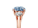 Rose gold Fancy Blue Round Cut Diamond Three-Stone Engagement Ring with Prong Setting and Pavé Band_5