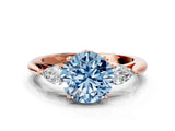 Rose gold Fancy Blue Round Cut Diamond Three-Stone Ring with Pear Side Stones and Four-Prong Setting_60