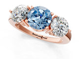 Rose gold Fancy Blue Round Cut Diamond Three-Stone Ring with Prong Setting and Classic Band_110